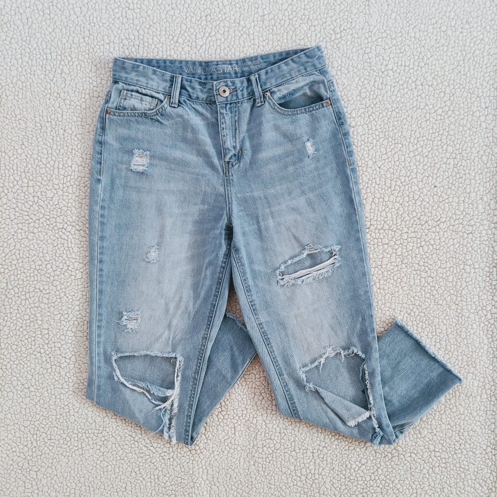 Distressed "mom" jeans